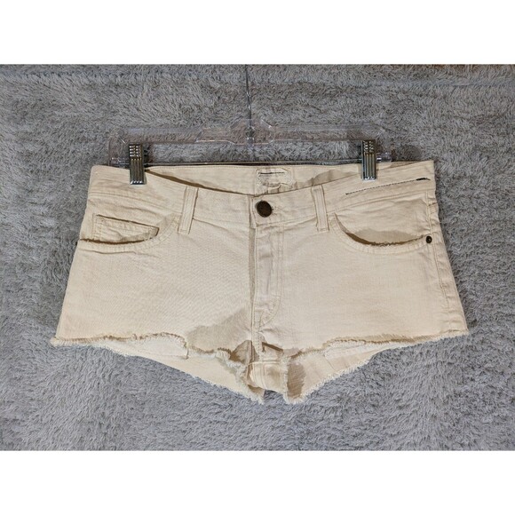 Current/Elliott 70s mini mini cutoff low rise shorts hippie cream frayed 27 - Picture 1 of 9